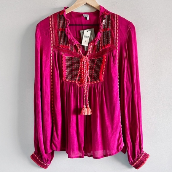 Anthropologie × BLANK LONDON Lissa Embroidered Peasant Blouse Medium NWT - Picture 3 of 15